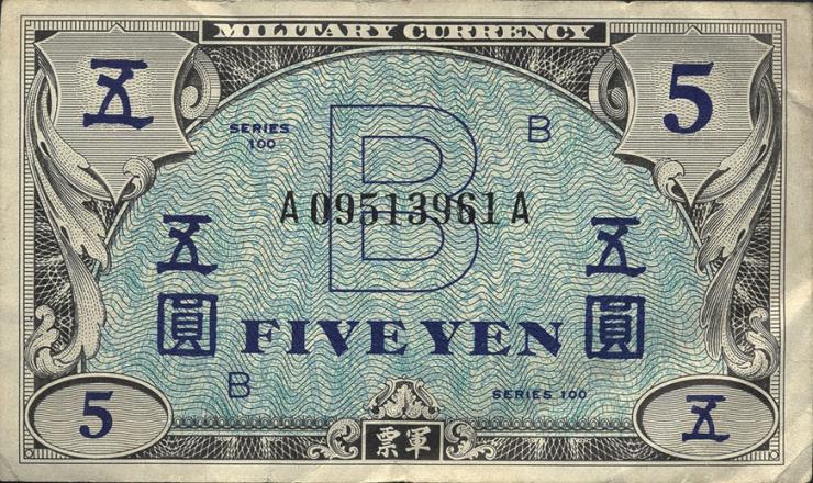 Japan P.069a 5 Yen (1945) Militärgeld B (3) 