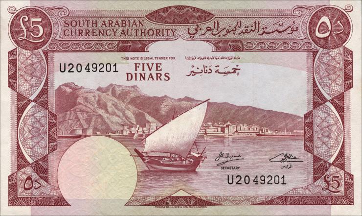 Jemen / Yemen demokratische Rep. P.04b 5 Dinars (1965) (1) 