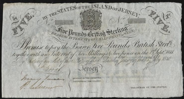 Jersey P. A1c 5 Pounds (1840) (2/1) 
