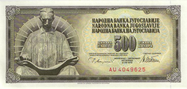 Jugoslawien / Yugoslavia P.091a 500 Dinara 1978 (1) 