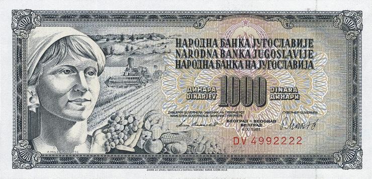 Jugoslawien / Yugoslavia P.092c 1000 Dinara 1978 (1) 