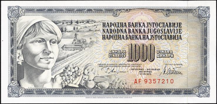 Jugoslawien / Yugoslavia P.092a 1000 Dinara 1978 (1) 