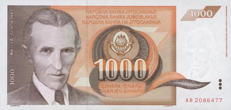 Jugoslawien / Yugoslavia P.107 1000 Dinara 1990 (1) 