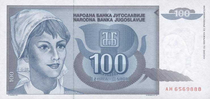 Jugoslawien / Yugoslavia P.112 100 Dinara 1992 (1) 
