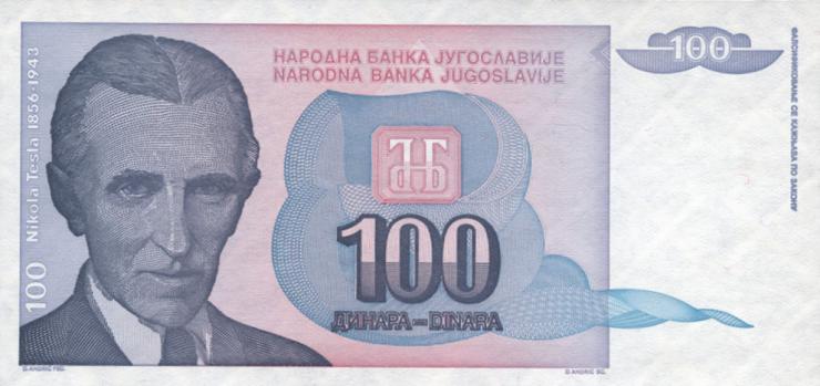 Jugoslawien / Yugoslavia P.139 100 Dinara 1994 (1) 