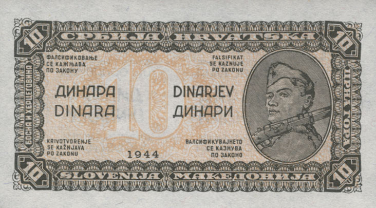 Jugoslawien / Yugoslavia P.050a 10 Dinara 1944 (1) 