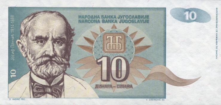 Jugoslawien / Yugoslavia P.138 10 Dinara 1994 (1) 