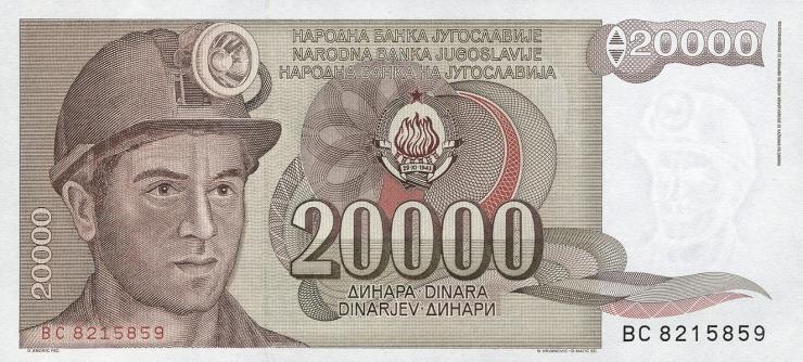 Jugoslawien / Yugoslavia P.095 20000 Dinara 1987 (1) 