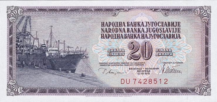 Jugoslawien / Yugoslavia P.088a 20 Dinara 1978 (1) 