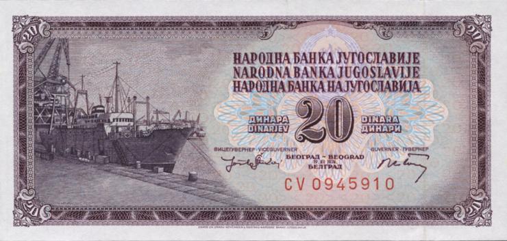 Jugoslawien / Yugoslavia P.085 20 Dinara 1974 7-stellig (1) 