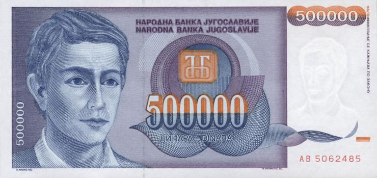 Jugoslawien / Yugoslavia P.119 500.000 Dinara 1993 (1) 