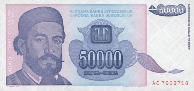 Jugoslawien / Yugoslavia P.130 50000 Dinara 1993 (1) 