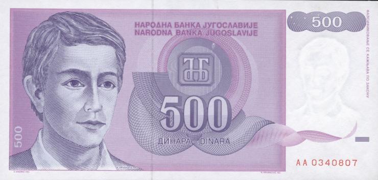 Jugoslawien / Yugoslavia P.113 500 Dinara 1992 (1) 
