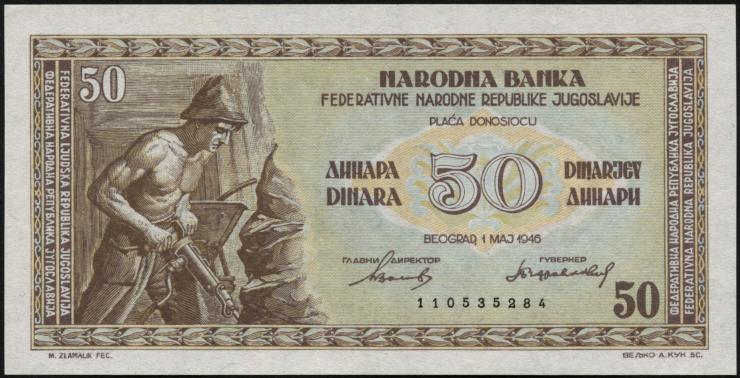 Jugoslawien / Yugoslavia P.064b 50 Dinara 1946 (1) 