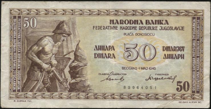 Jugoslawien / Yugoslavia P.064a 50 Dinara 1946 (3) 