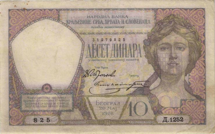 Jugoslawien / Yugoslavia P.025 10 Dinara 1926 (3) 