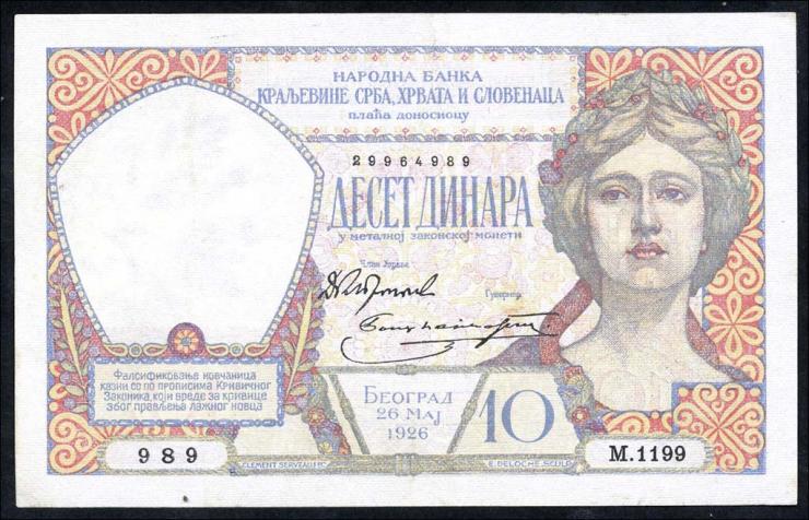 Jugoslawien / Yugoslavia P.025 10 Dinara 1926 (2+) 