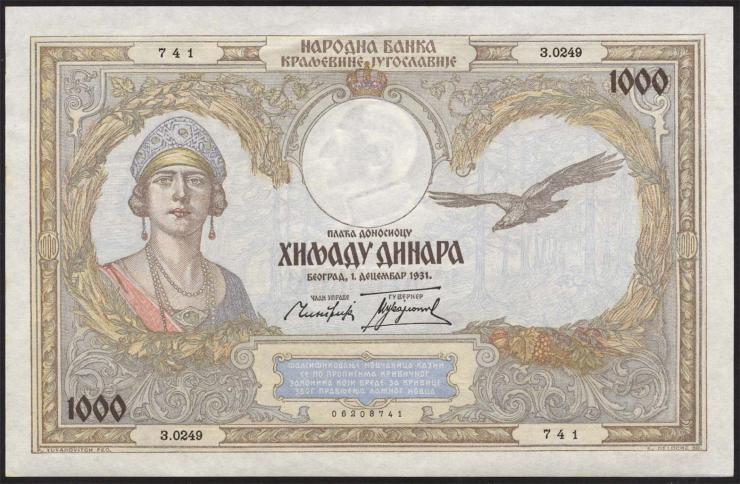 Jugoslawien / Yugoslavia P.029 1.000 Dinara 1931 (1/1-) 