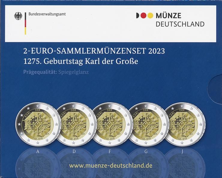 Deutschland 2-Euro-Sammlermünzenset 2023 Karl der Große PP 