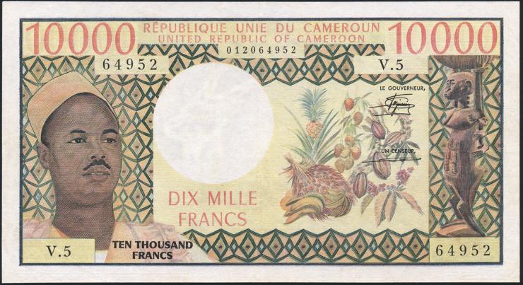 Kamerun / Cameroun P.18b 10000 Francs o.D. (3+) 