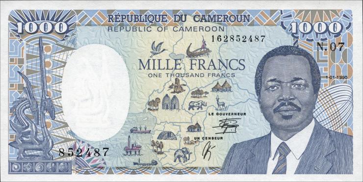 Kamerun / Cameroun P.26b 1000 Francs 1990 (1) 