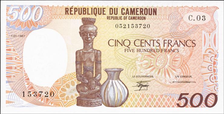 Kamerun / Cameroun P.24a 500 Francs 1987 (1) 