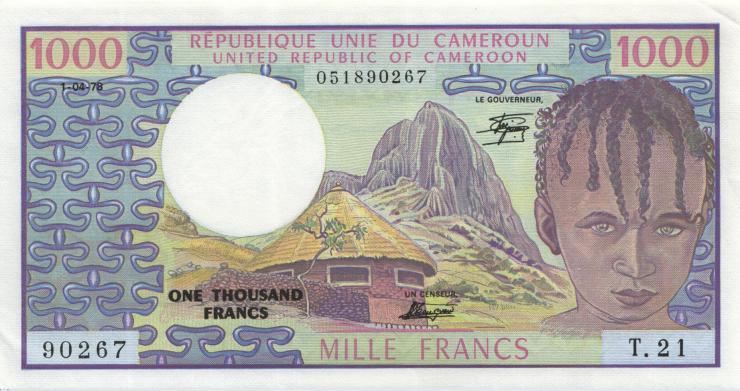 Kamerun / Cameroun P.16c 1000 Francs 1978 (1-) 