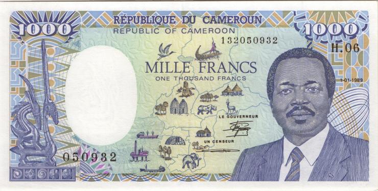 Kamerun / Cameroun P.26a 1000 Francs 1989 (1) 