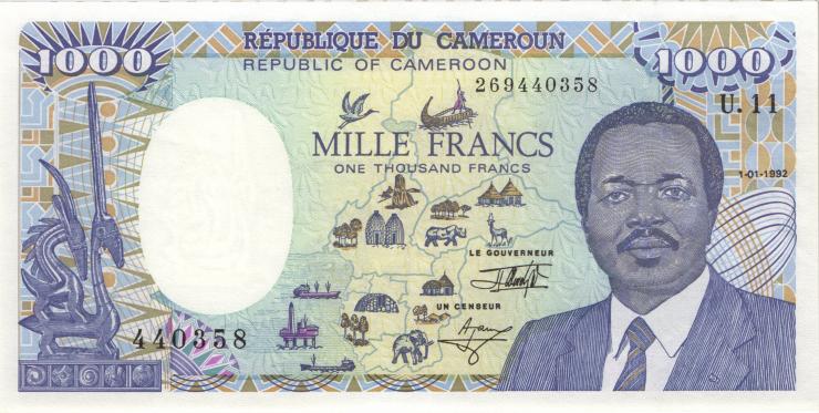 Kamerun / Cameroun P.26c 1000 Francs 1992 (1) 