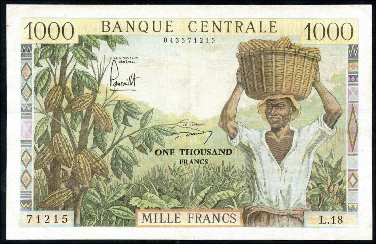 Kamerun / Cameroun P.12 1000 Francs (1962) (3-) 