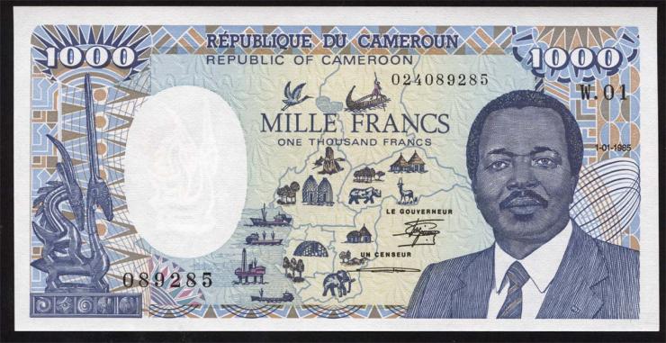 Kamerun / Cameroun P.25 1000 Francs 1985 (1) 