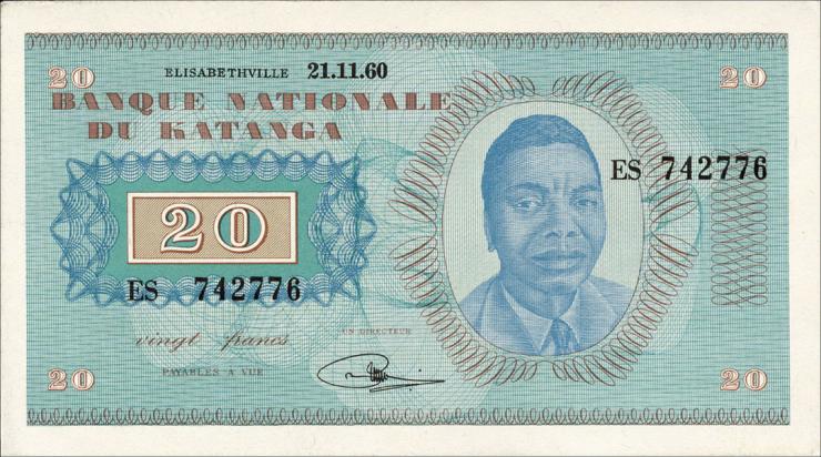 Katanga P.06a 20 Francs 21.11.1960 (1) 