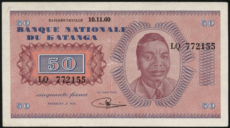 Katanga P.07a 50 Francs 1960 (mit Serienr.) (1-) 