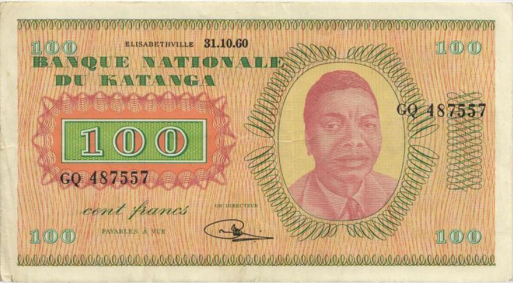 Katanga P.08a 100 Francs 1960 (mit Serienr.) (2) 