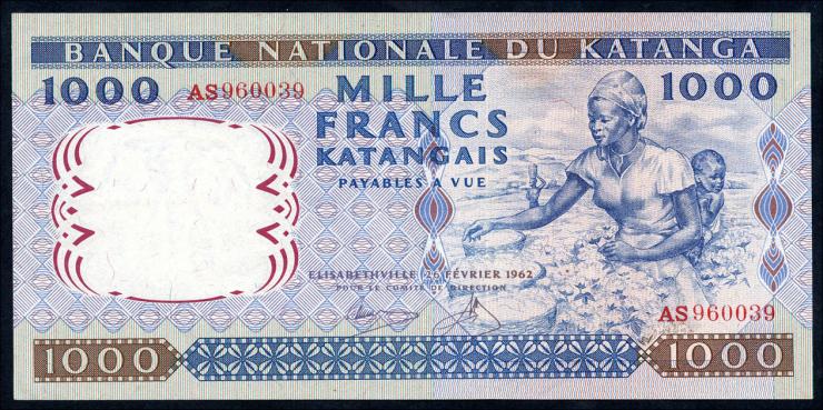 Katanga P.14a 1000 Francs 1962 (1/1-) 