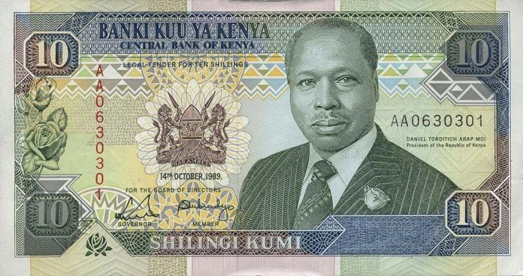 Kenia / Kenya P.24a 10 Shillings 1989 (1) 