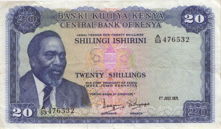 Kenia / Kenya P.08b 20 Shillings 1971 (3) 