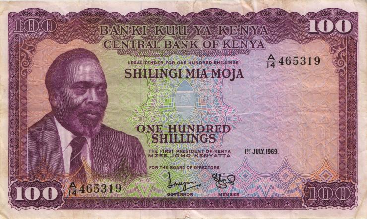 Kenia / Kenya P.10a 100 Shillings 1969 (3) 