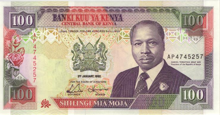 Kenia / Kenya P.27d 100 Shillings 1992 (1) 