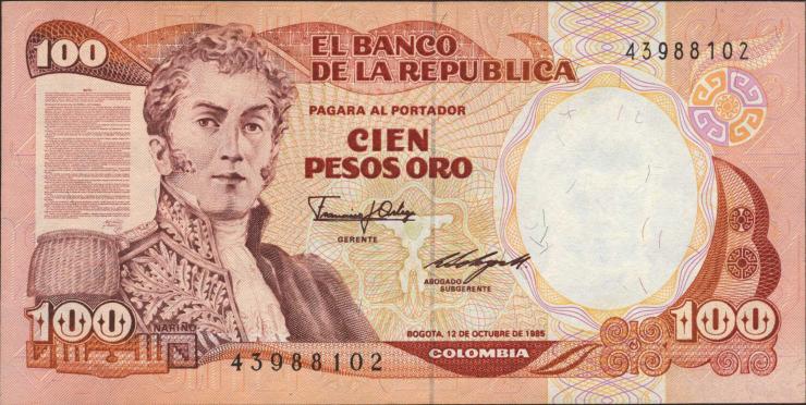 Kolumbien / Colombia P.426b 100 Pesos Oro 1985 (1) 