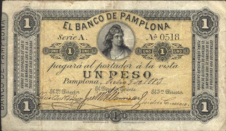 Kolumbien / Colombia P.S711a 1 Peso 1883 (3) 
