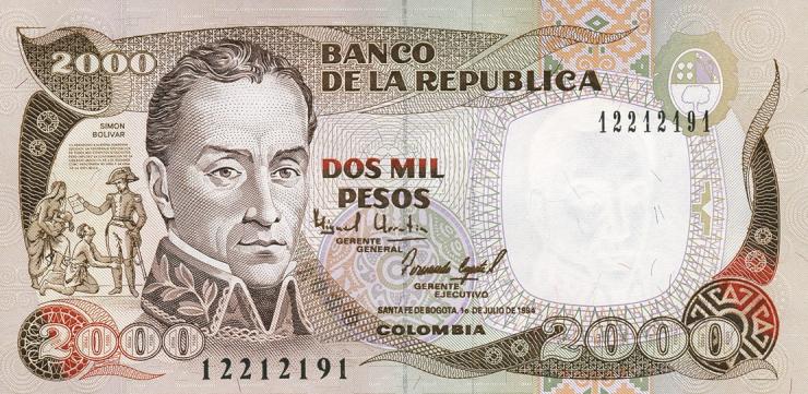 Kolumbien / Colombia P.439b 2000 Pesos 1994 (1) 