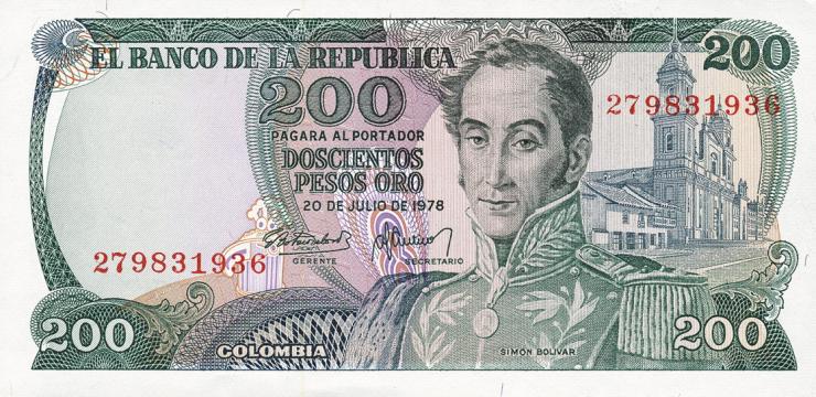 Kolumbien / Colombia P.419 200 Pesos Oro 1978 (1) 