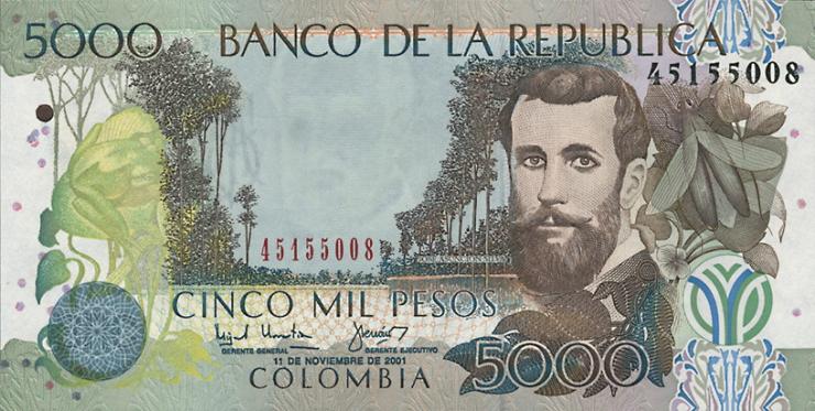 Kolumbien / Colombia P.452 5000 Pesos 2001-2010 (1) 