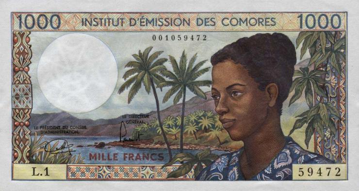 Komoren / Comoros P.08 1000 Francs (1976) (1) 