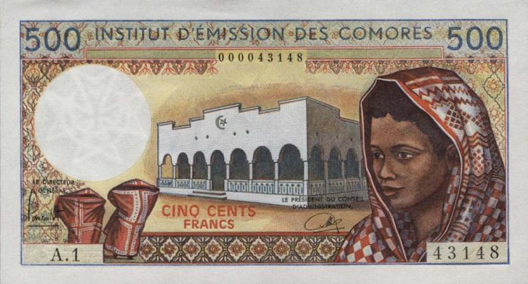 Komoren / Comoros P.07 500 Francs (1976) (1) 