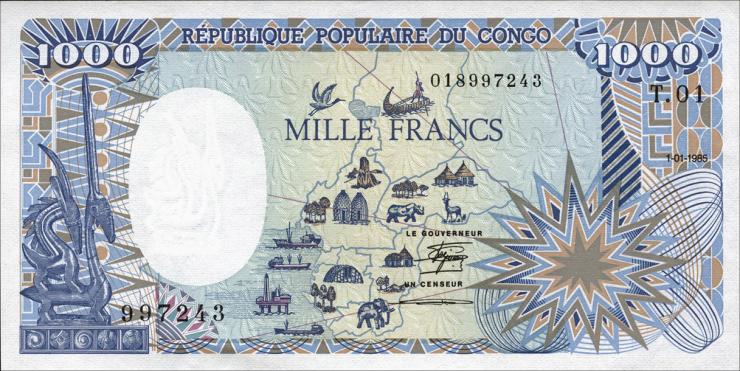 VR Kongo / Congo Republic P.09 1000 Francs 1985 (1) 
