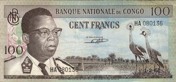 Kongo / Congo P.006 100 Francs 1.3.1962 (3) 