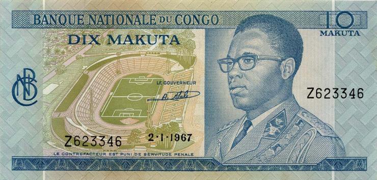 Kongo / Congo P.009a 10 Makuta 2.1.1967 (1) 