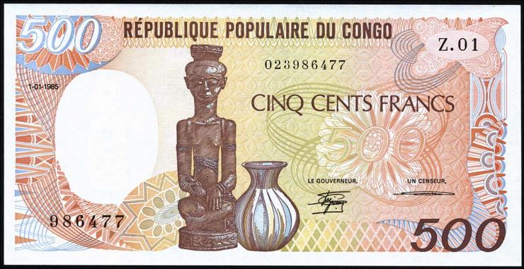 VR Kongo / Congo Republic P.08a 500 Francs 1985 (1) 